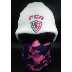 Stylish white FSA beanie / FSA Pink & Grey Logo
